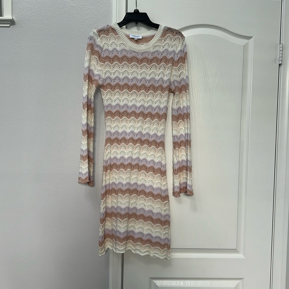 Round Neck Bell Sleeve Sweater Dress